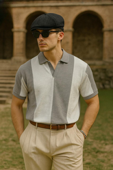 Old money Panel  V collar Tshirt